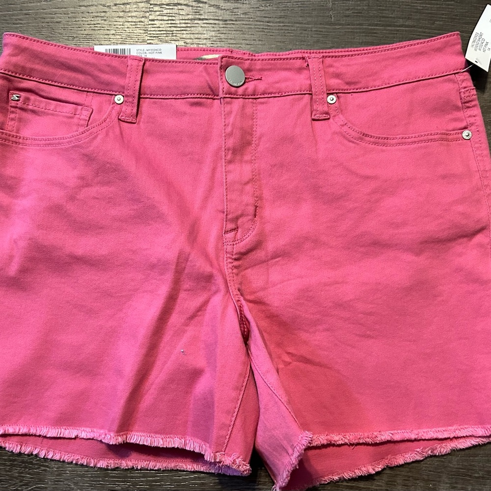 Seven 7 Pink Jean Shorts Distressed Hem Weekend Shorts New with Tags